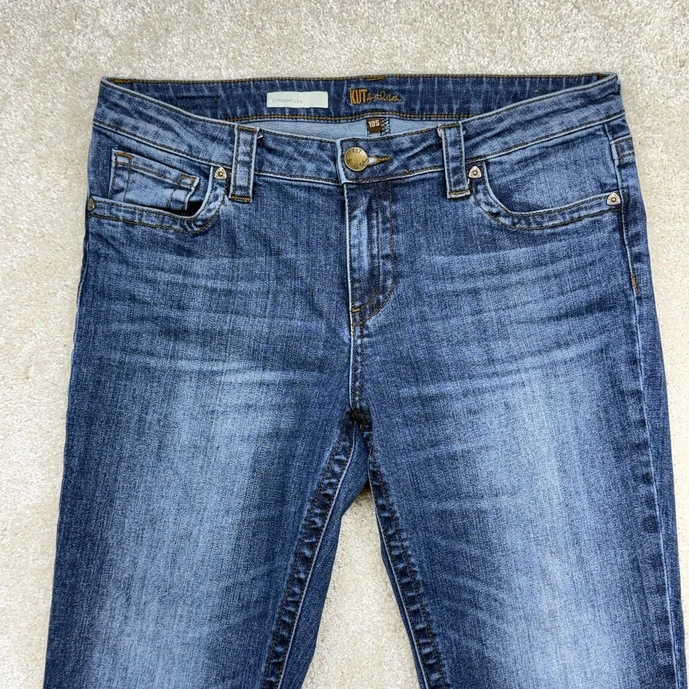 KUT From The Kloth Straight Leg Jeans Womens 10S Blue‎ Mid Rise Stretch Denim